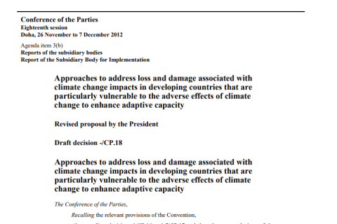 Approaches to address loss and damage associated with  climate change impacts in developing countries that are  particularly vulnerable to the adverse effects of climate  change to enhance adaptive capacity