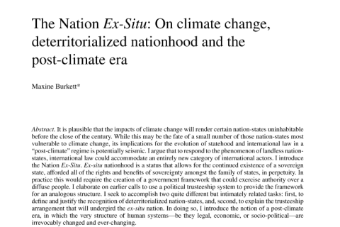 The Nation Ex-Situ: On climate change, deterritorialized nationhood and the post-climate era