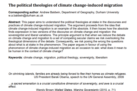 The Political Theologies of Climate Change-induced Migration