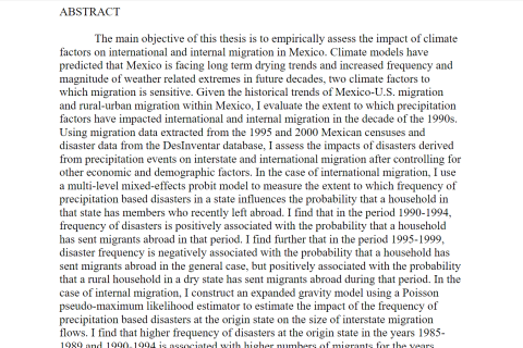 Climate Change and Migration: Two Case Studies on Mexico