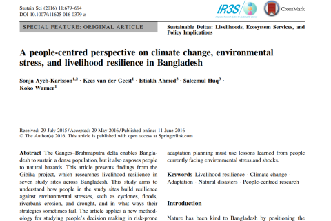 A people‐centred perspective on climate change, environmental stress, and livelihood resilience in Bangladesh