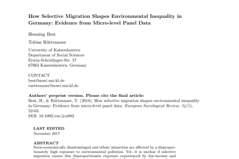 How Selective Migration Shapes Environmental Inequality in Germany: Evidence from Micro-level Panel Data