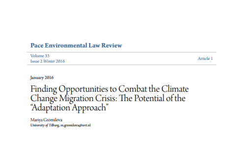 Finding Opportunities to Combat the Climate Change Migration Crisis: The Potential of the “Adaptation Approach”