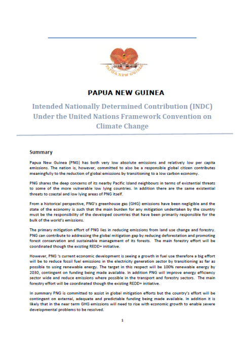 Intended Nationally Determined Contribution (INDC) Under the United Nations Framework Convention on Climate Change